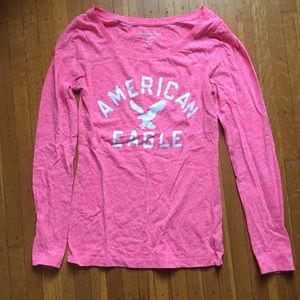 Coral American Eagle Long-Sleeved Tee
